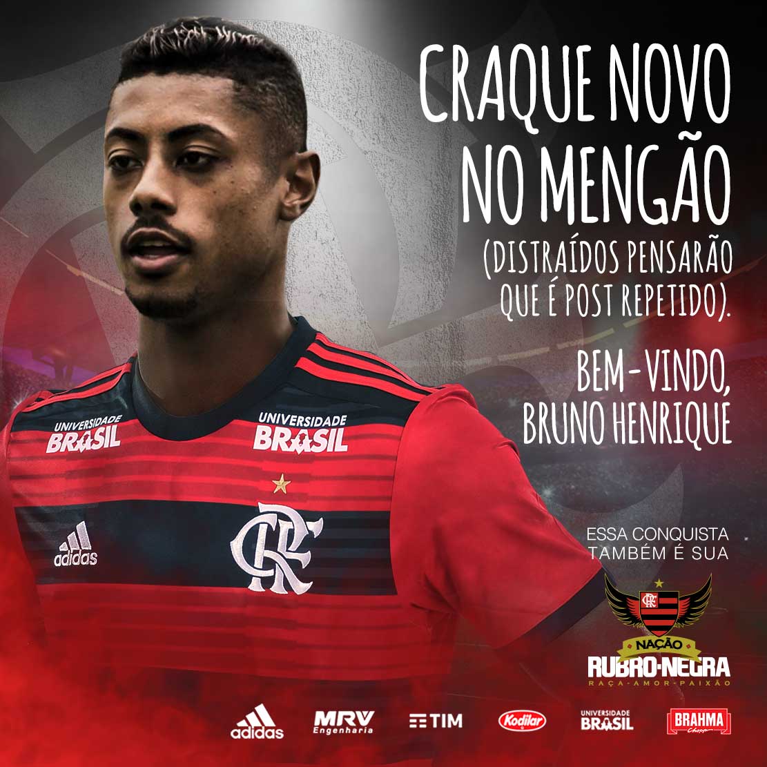 Carioca: Flamengo oficializa contratação do atacante Bruno Henrique