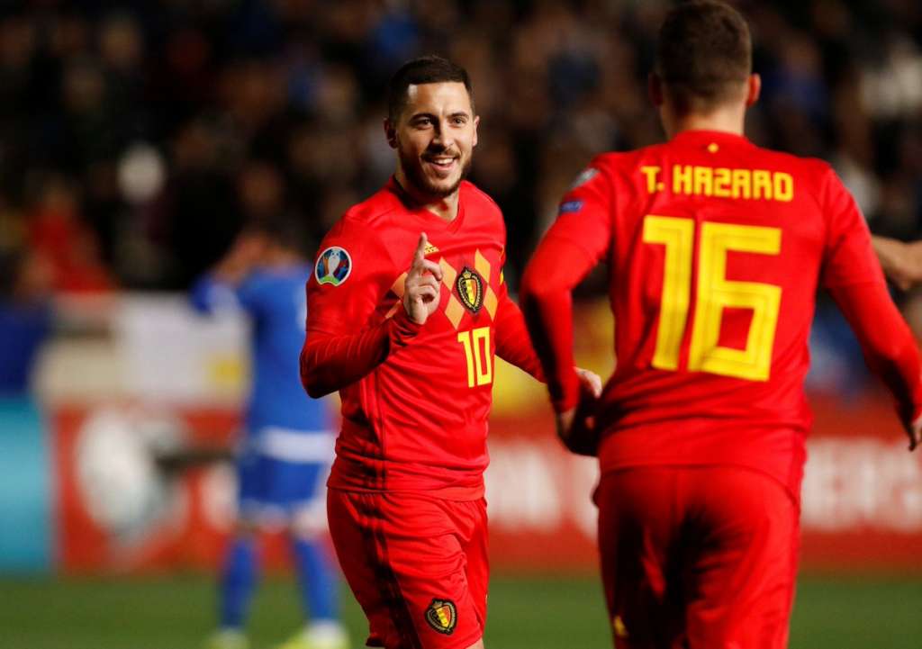 Eden Hazard marcou para a Bélgica