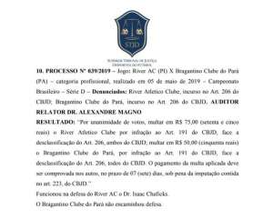 STJD pune clube da Série D em R$ 75 por demora para entrar em campo
