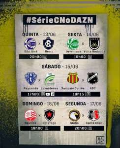 DAZN terá transmissão de cinco jogos da Série C entre sexta e segunda-feira