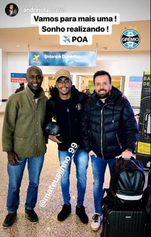 Mateusinho vai ao Grêmio. (Foto: Reprodução/Instagram)