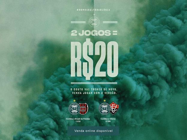 Série B: Coritiba faz promoção de ingresso e coloca dois jogos por R$ 20