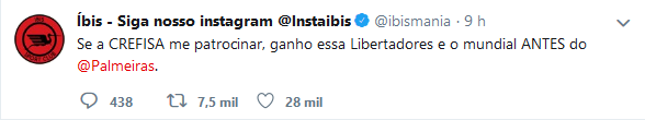 Íbis aproveita eliminação do Palmeiras na Libertadores e faz ‘proposta’ a Crefisa