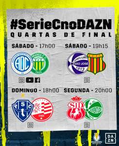 DAZN transmite todos os jogos das quartas de final da Série C; saiba como assistir!