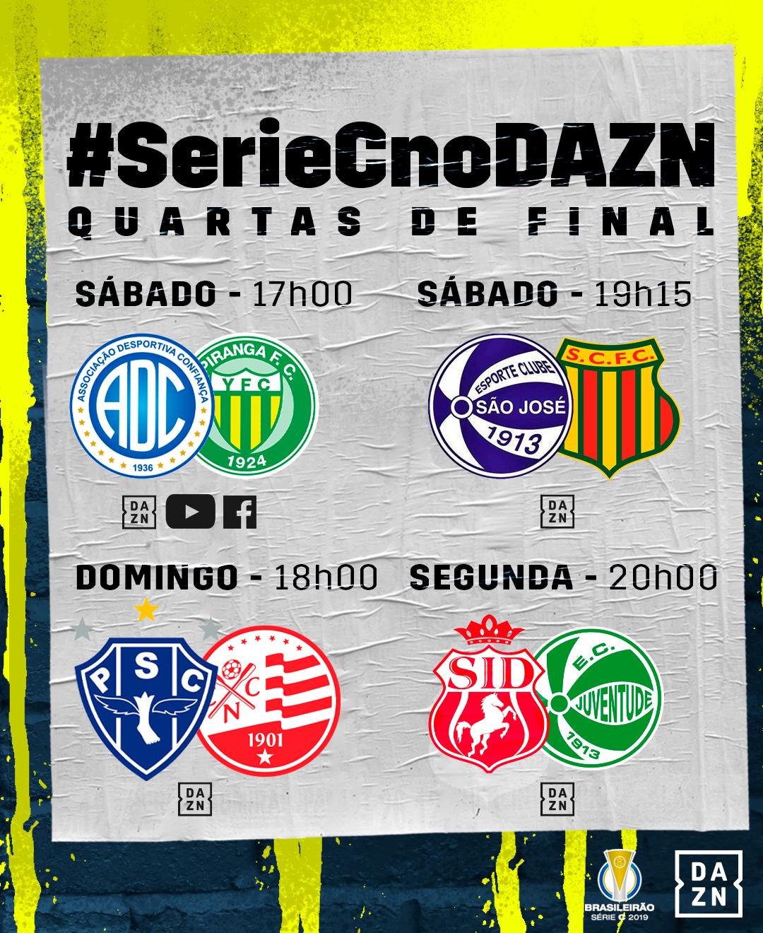 DAZN transmite todos os jogos das quartas de final da Série C; saiba como assistir!