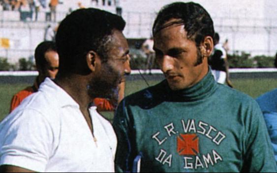 Pelé e Andrada: reencontro no Pacaembu