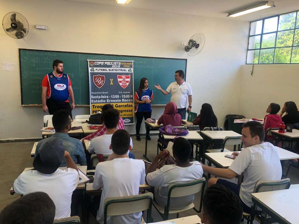 Os líderes do projeto deram dicas sobre importância do meio ambiente para as crianças e pediram apoio ao Desportivo Brasil