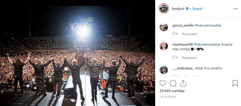 Instagram do Bon Jovi está cheio de mensagens alvirrubras. 