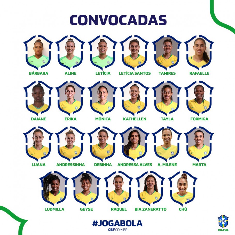 Seleção brasileira feminina convoca 20 jogadoras para amistoso