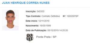 Paulistão: Ainda sem promoção, zagueiro firma contrato em definitivo com a Ponte Preta