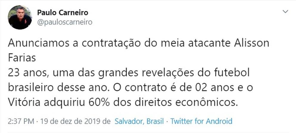 Vitória confirma meia especulado no Guarani: “uma das grandes revelações do ano”