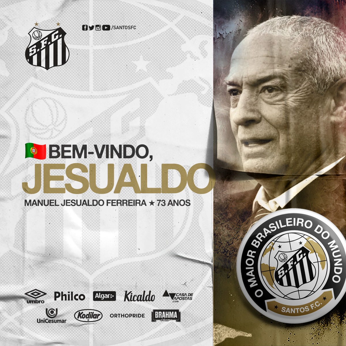 Paulistão: Santos confirma contratação do técnico português Jesualdo Ferreira