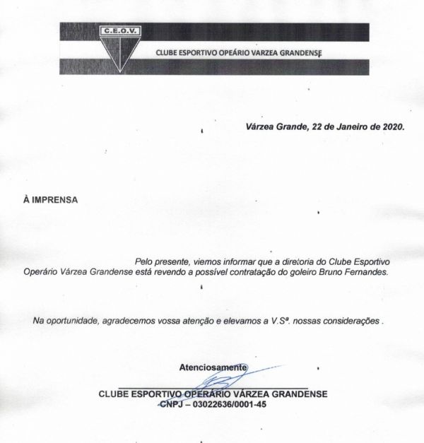 Após perda de patrocínio e protestos, Operário-VG ‘revê contratação de Bruno’
