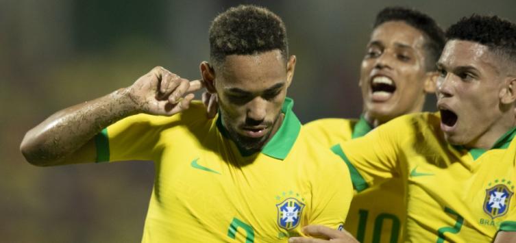 Matheus Cunha fez dois gols e foi melhor do Brasil. Foto: CBF - oficial