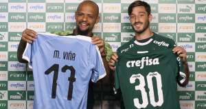 Viña é apresentado no Palmeiras e 'sela paz' de uruguaios com Felipe Melo