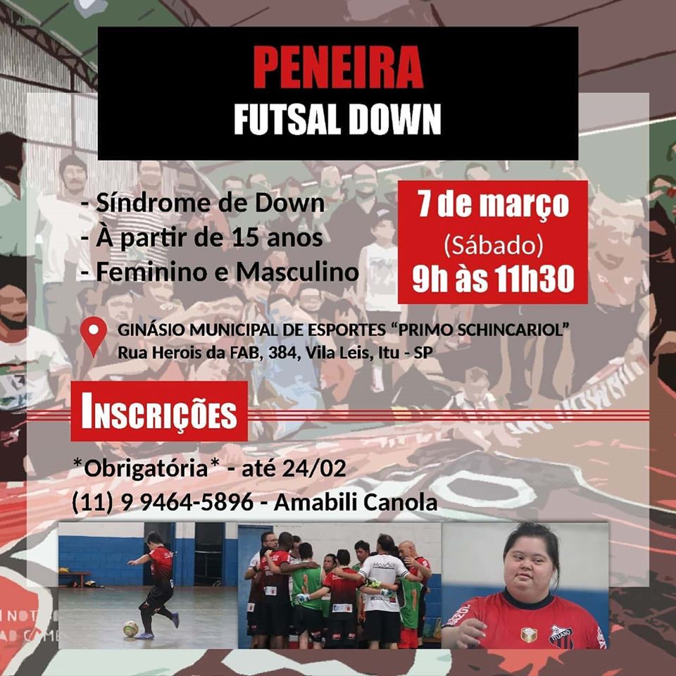 Por novos talentos, bicampeão brasileiro de Futsal Down realiza peneira