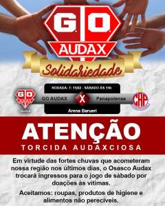 Paulista A2: Audax arrecada alimentos para vítimas das enchentes em Osasco