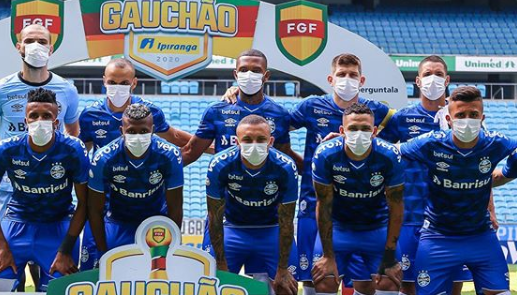 Grêmio protesta com máscaras e pede paralisação do Gaúcho devido ao coronavírus