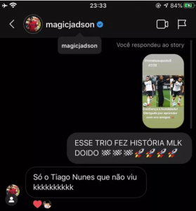 Após saída do Corinthians, Jadson alfineta Tiago Nunes em postagem no Instagram