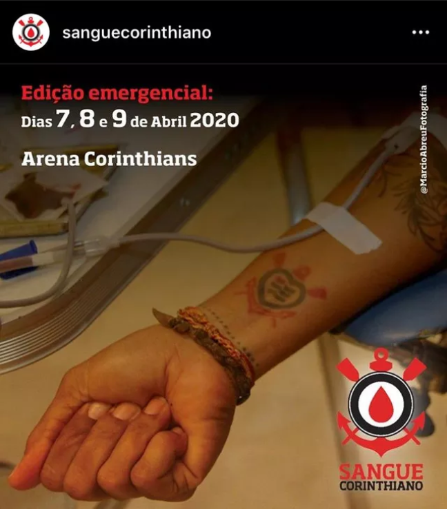 Contra o COVID-19, Corinthians agenda campanha de doação de sangue na Arena