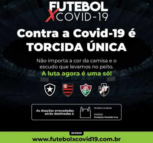 Botafogo, Fla, Flu e Vasco se unem em ação por doações para combater covid-19