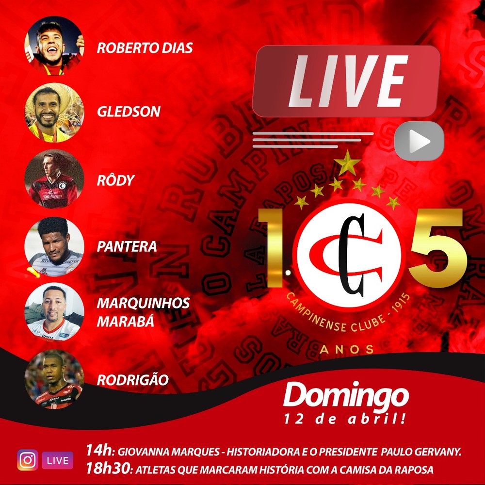 Campinense fará live com jogadores que marcaram época para comemorar 105 anos