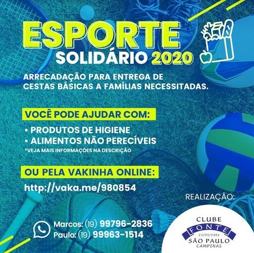 Campanha “Esporte Solidário 2020” ajuda famílias necessitadas