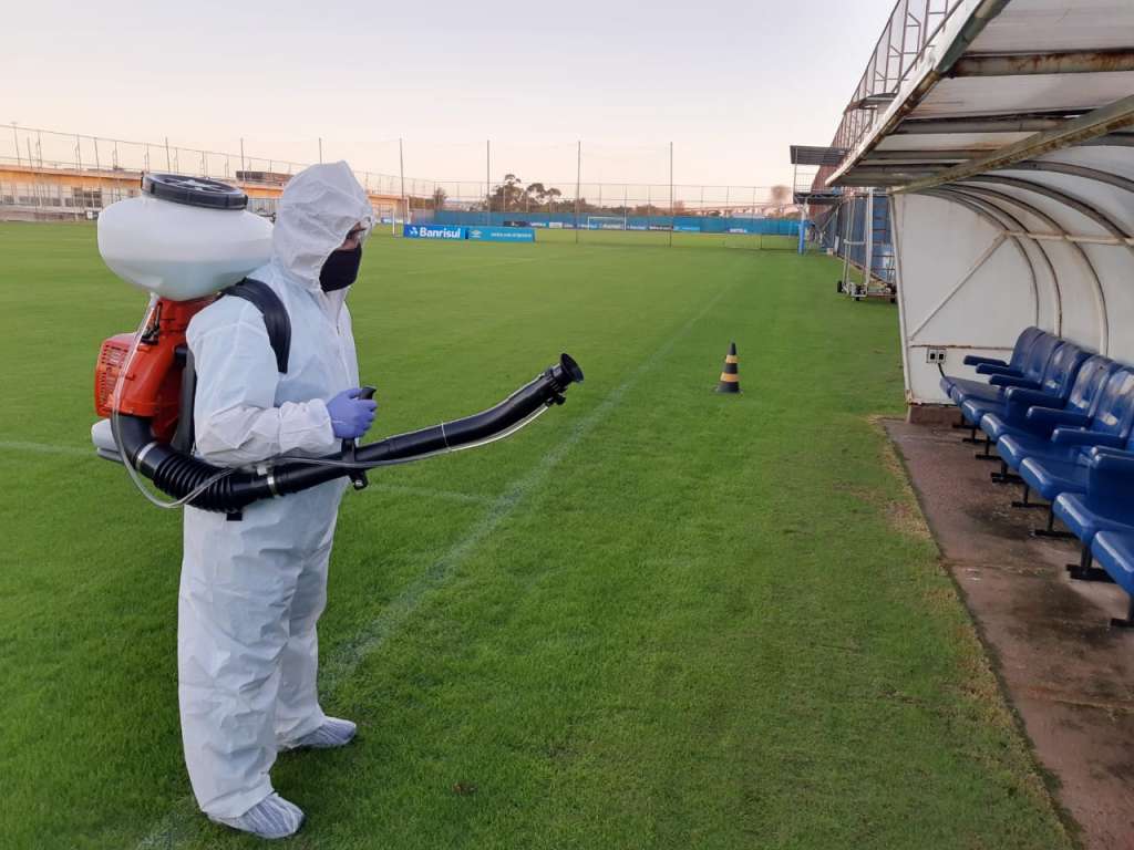 Grêmio realizou trabalho de higienização de seu CT (Foto: Divulgação/Grêmio)