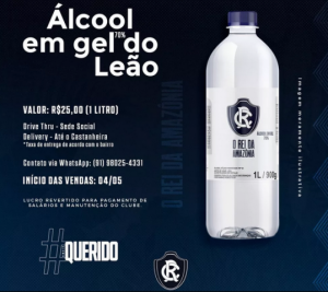 Em meio à pandemia, clube da Série C lança álcool em gel a R$ 25