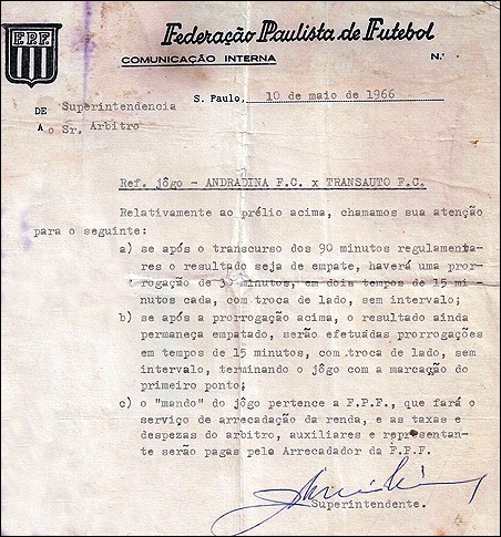  Foto 1: comunicado interno para o árbitro Albino Zanferrari (Foto: Reprodução / Terceiro Tempo)