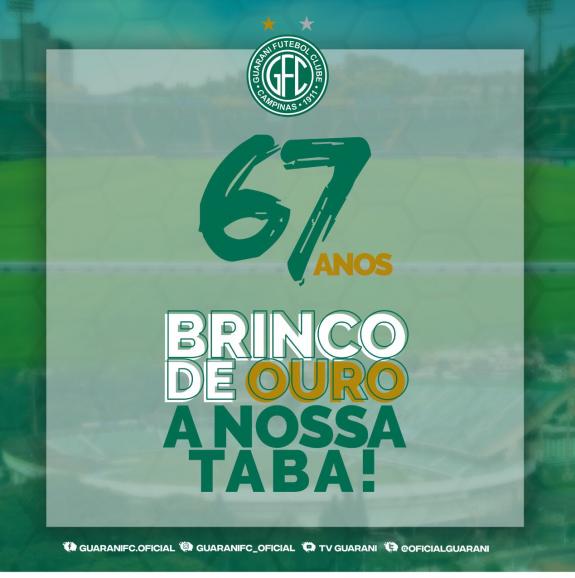 Guarani comemora nas redes sociais aniversário do Brinco de Ouro da Princesa