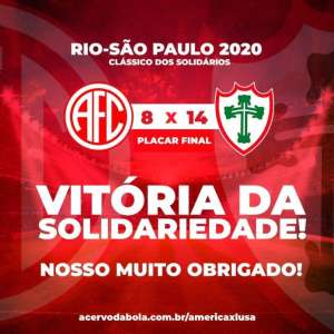 Contra o Covid-19, Portuguesa vence o América-RJ em 'Clássico dos Solidários'