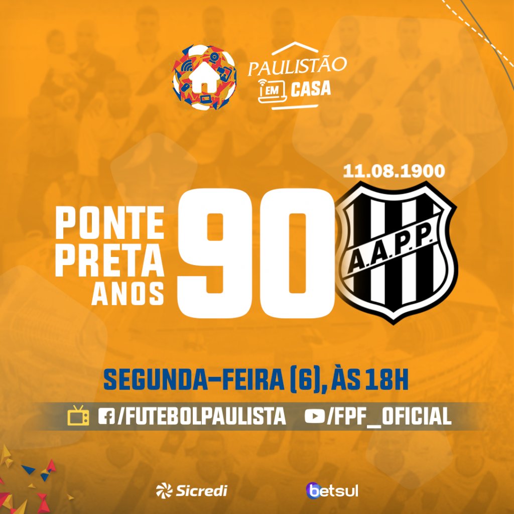 Episódio do ‘Paulistão em Casa’ relembrará histórias da Ponte Preta dos anos 1990