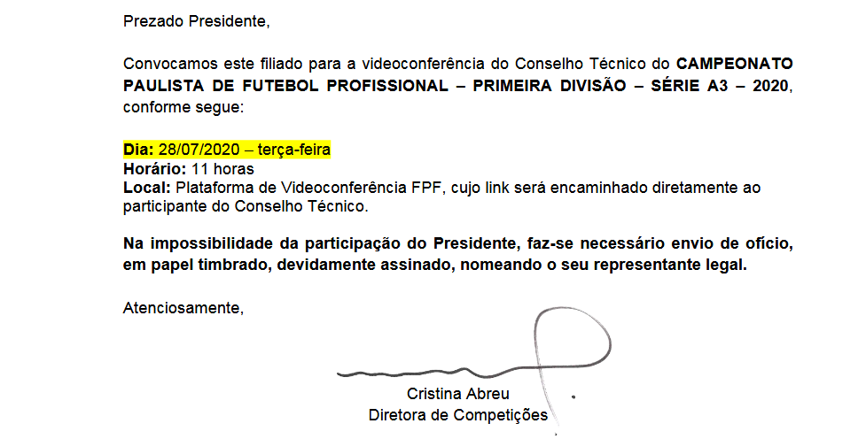 FPF confirma Conselho Técnico visando retomar Paulista A3. Saiba quando será!