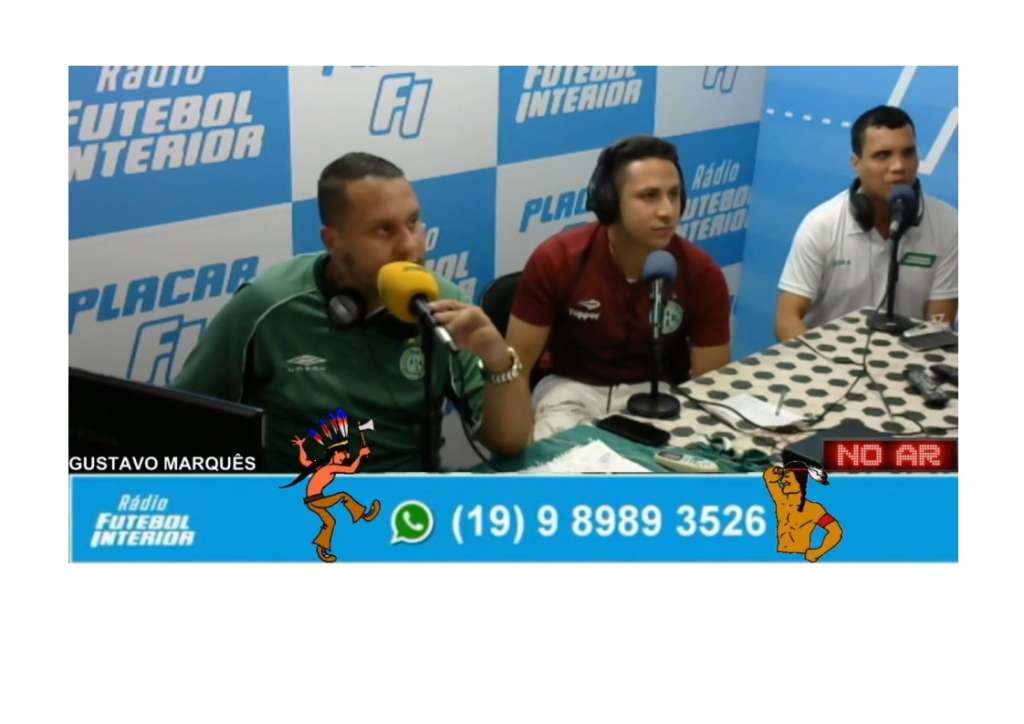 Equipe da Rádio FI na transmissão do jogo do Guarani