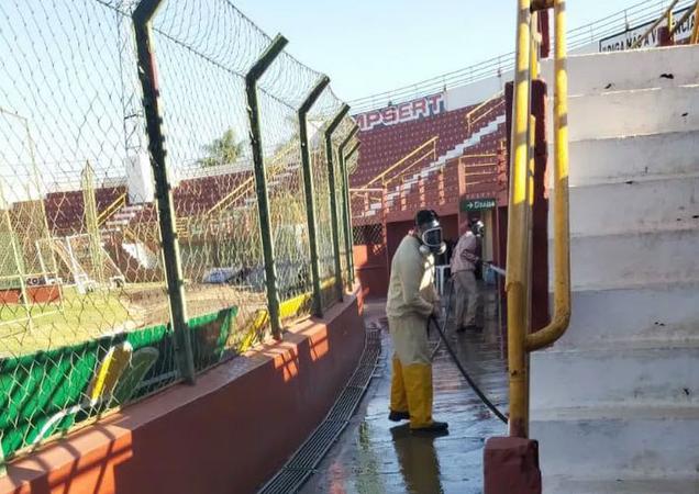 Clube do Paulista A2 realiza desinfecção do seu estádio