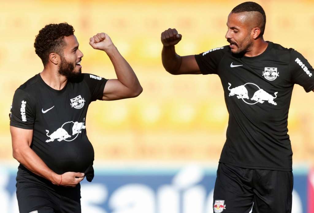 Jogadores do Red Bull Bragantino comemoral gol sobre o Botafogo (Foto: Ari Ferreira/Bragantino)