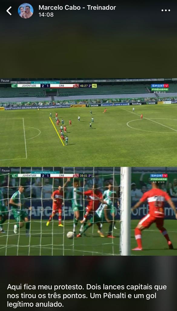 Série B: Revoltado, treinador do CRB responsabiliza arbitragem por derrota