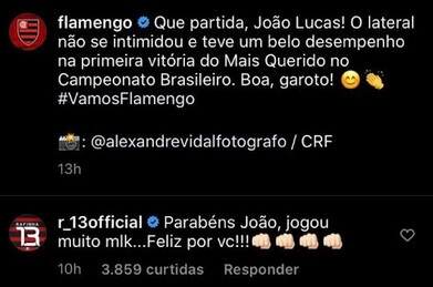 Após vitória, jovem lateral do Flamengo ganha elogios de Rafinha