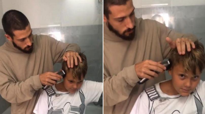 Filho imita Neymar e faz moicano para dar sorte na Liga dos Campeões. FOTO!