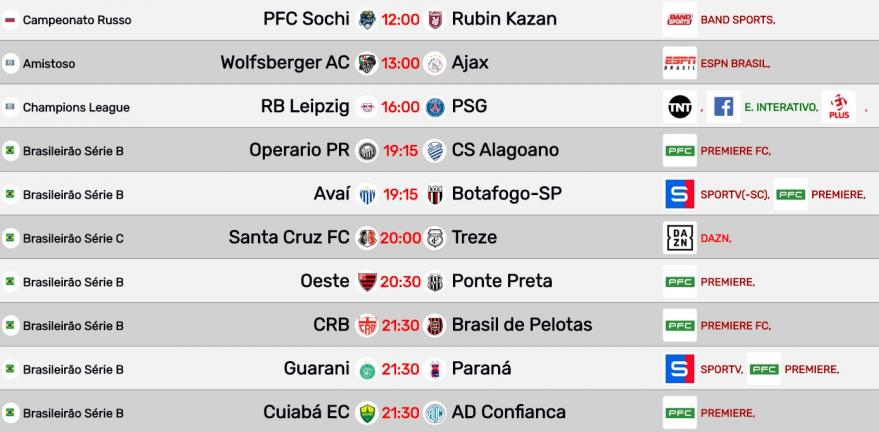 FUTEBOL NA TV: Os principais destaques ficam para Liga dos Campeões e Série B.Veja!