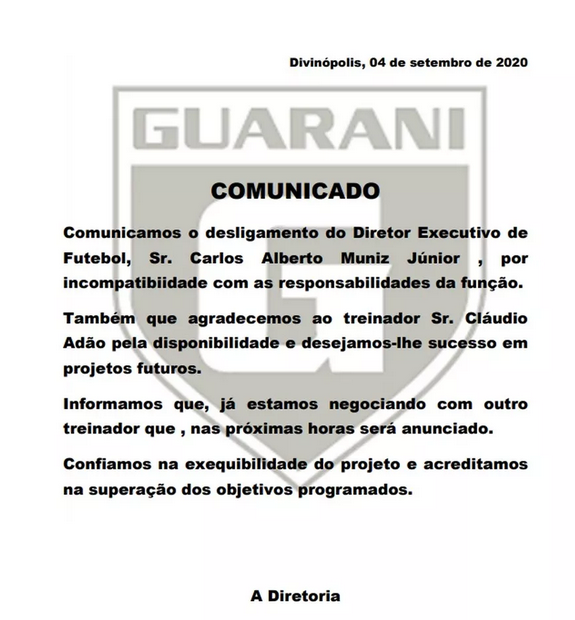 Após ser anunciado, Cláudio Adão não será mais técnico de time do Módulo II de MG