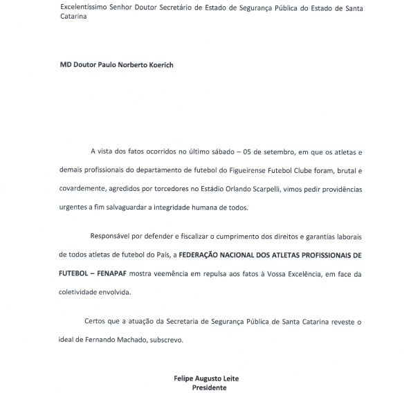 Após invasão de treino, Fenapaf leva apoio aos profissionais do Figueirense 2 0002050489618 img
