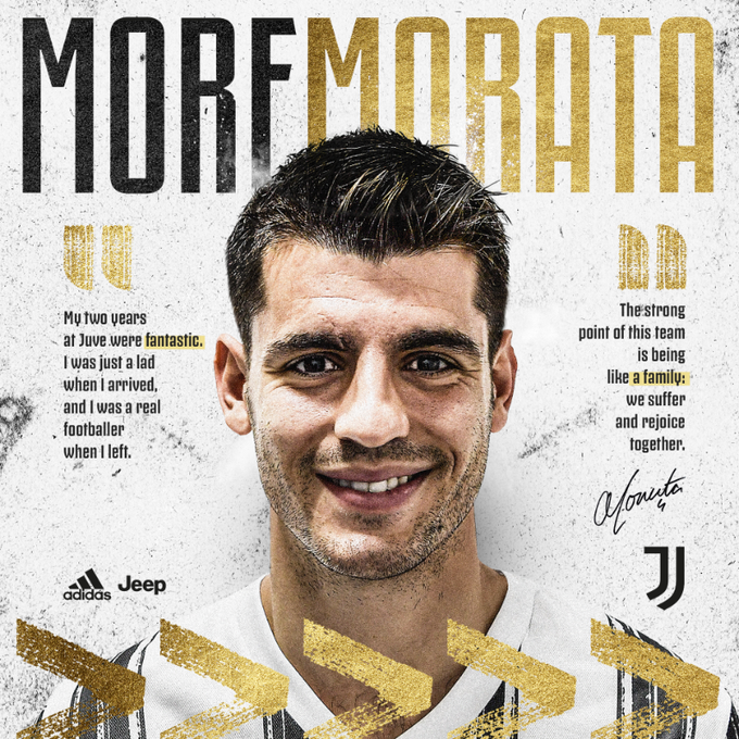 Juventus confirma retorno do atacante Morata por um ano de empréstimo