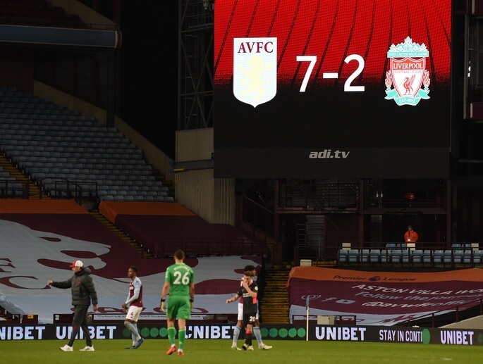 INGLÊS: Aston Villa bate sem dó no Liverpool, goleando por humilhantes 7 a 2