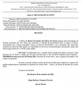 Goleiro Bruno consegue estender prazo para jogar sem tornozeleira eletrônica