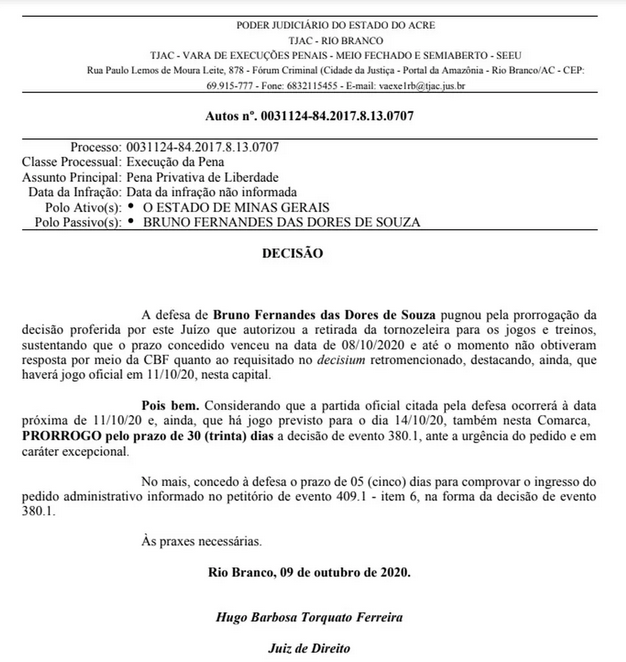 Goleiro Bruno consegue estender prazo para jogar sem tornozeleira eletrônica