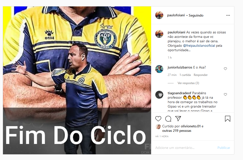 Paulo Foiani não é mais técnico do Freipaulistano