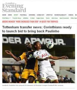 Encostado no Tottenham, Paulinho pode acertar volta ao Corinthians