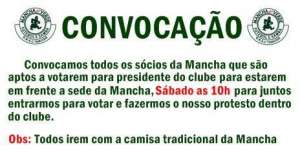 Torcida organizada Mancha Alviverde convoca protesto na eleição do Palmeiras